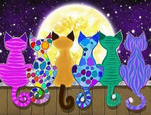 Load image into Gallery viewer, Kit Broderie Diamant 6 chats sur un mur