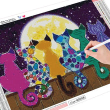 Load image into Gallery viewer, Kit Broderie Diamant 6 chats sur un mur