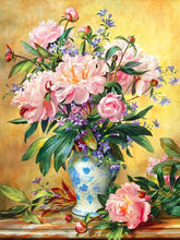 Load image into Gallery viewer, Kit Point de Croix Roses dans un vase