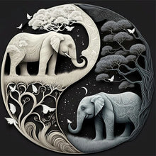 Load image into Gallery viewer, Kit Point de Croix 2 Elephants Yin et Yang