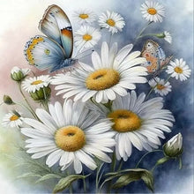 Load image into Gallery viewer, Kit Point de Croix Marguerites et papillon bleu