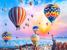 Load image into Gallery viewer, Kit Point de Croix Montgolfières sous un soleil couchant