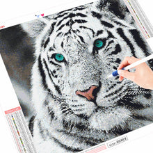 Load image into Gallery viewer, Kit Broderie Diamant tigre aux yeux bleus