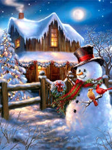 Load image into Gallery viewer, Kit point de croix cross-stitch Bonhomme de neige en hiver
