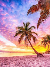 Load image into Gallery viewer, Kit Broderie Diamant Palmiers coucher de soleil