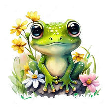Load image into Gallery viewer, Kit Point de CroixGrenouille verte et fleurs