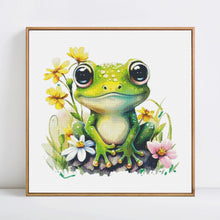 Load image into Gallery viewer, Kit Point de CroixGrenouille verte et fleurs