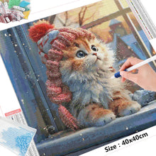 Load image into Gallery viewer, Christmas Kitten Diamond Embroidery Kit