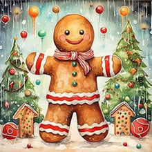 Load image into Gallery viewer, Cross-stitch Ginger Bread et sapins
