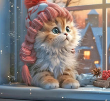 Load image into Gallery viewer, Kit Broderie Diamant Chaton Noël