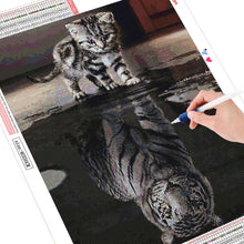 Load image into Gallery viewer, Diamond Embroidery Kit: Cat reflection tiger
