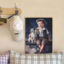 Load image into Gallery viewer, Kit Point de Croix Portrait enfant et chien