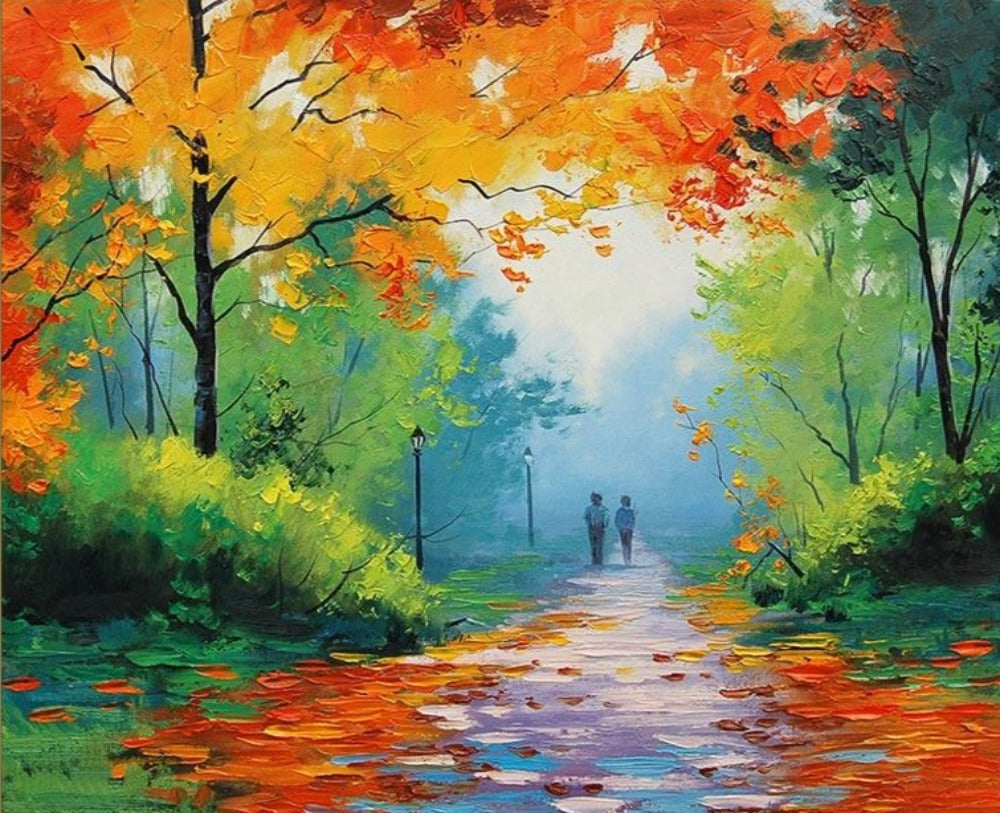 A couple's walk in autumn