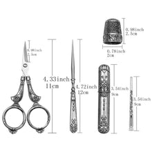 Load image into Gallery viewer, Vintage scissors and accessories kit with their box
