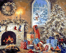 Load image into Gallery viewer, Christmas tree by the fireplace

