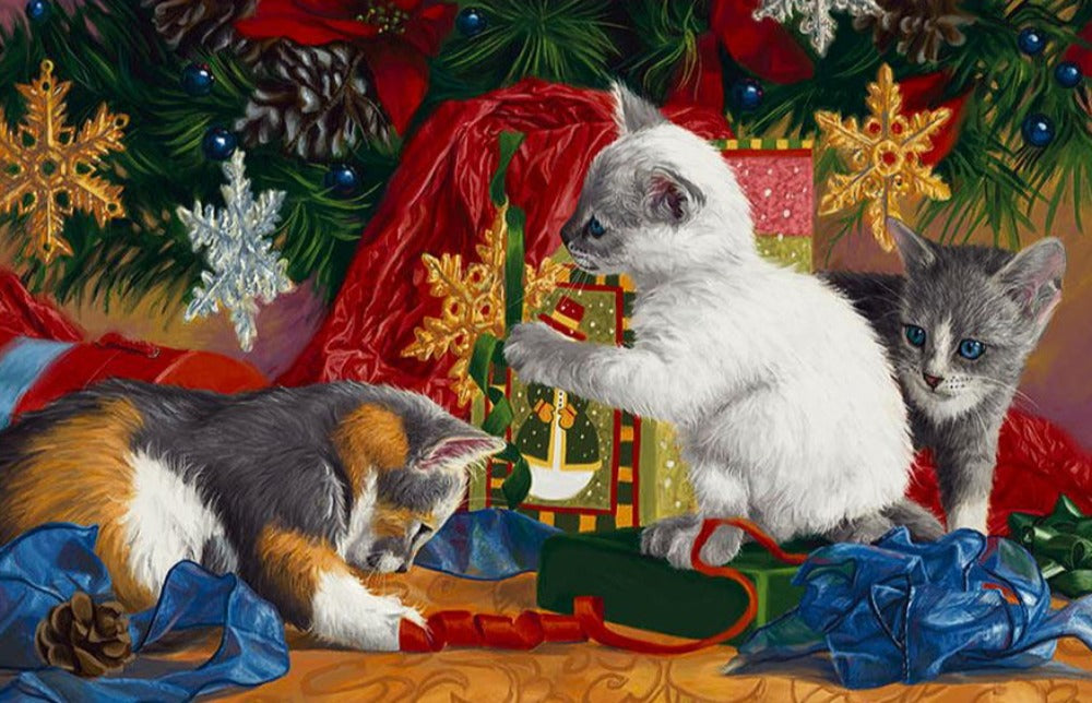 Cats under the Christmas tree