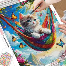 Load image into Gallery viewer, Kit Broderie Diamant Chat sur un hamac
