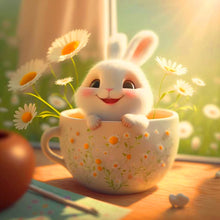 Load image into Gallery viewer, Lapin dans une tasse sourire
