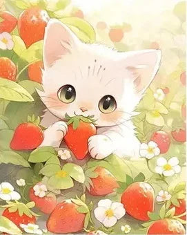 Kit Point de Croix Chat et fraises